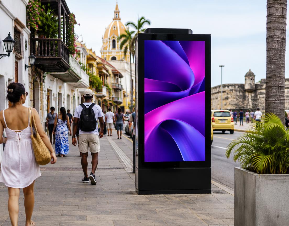 Pantalla digital en mobiliario urbano